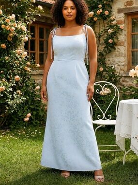 Light Blue Jacquard Gown - Elegant Women's Dress